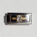 Dettaglio maglia bracciale italiano con inserto in oro e grande cristallo ovale - Zirconia Ovale Argento Tipo 1