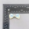 Polka dot layered hair bow in light blue and beige, measuring 4cm wide for DIY crafts - Blue Yellow Double Layer Polka Dot (11)