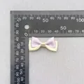 Handmade double-layered purple polka dot bow with cream ribbon center for DIY crafts - Purple Beige Patchwork Polka Dot (22)