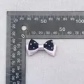 Handmade 4cm dual-layer polka dot bow accessory in pink and navy blue with measurements - Pink Navy Polka Dot Patchwork (33)