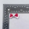 Handmade red polka dot layered bow accessory with pink ribbon for hair and DIY crafts - Red Pink Polka Dot Trim (36)
