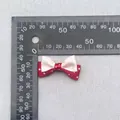 Double-layered polka dot bow accessory in red and beige satin for DIY crafts - Red Beige Polka Dot Satin (39)