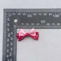 Polka dot bow in red and pink for hair accessories and DIY crafts, 3.5cm wide - Red Pink Polka Dot Contrast (40)
