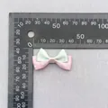 Handmade 4cm double-layer polka dot bow accessory in pink and light green ribbon - Pink Green Polka Dot Contrast (68)