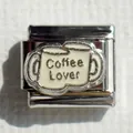 Abalorio italiano de acero inoxidable con taza Coffee Lover para pulseras de bricolaje - Café
