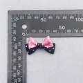 Pink and black double-layered polka dot ribbon bow with 35mm measurement scale - Pink Black Double Layer Polka Dot (82)