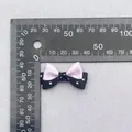 Pink and black double-layered polka dot bow accessory for DIY crafts and pet decor - Pink Black White Polka Dot (83)