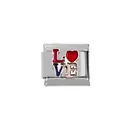 Détail d'un charm italien en acier inoxydable 304 avec inscription LOVE en émail coloré - Style Love Coloré (00003-14)