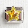 Italian charm bracelet link with double-layer yellow star pendant in stainless steel - Venus