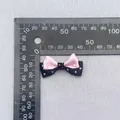 Double-layer pink and black polka dot bow for hair and DIY crafts, measuring 3.5cm wide - Pink Black Double Layer Trim (84)