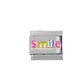 Détail du maillon de bracelet italien en acier inoxydable avec lettrage Smile coloré - Style Smile Coloré (00003-9)