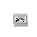 Vue macro de breloque italienne en acier 304 avec inscription Love en relief 3D - Style Love 3D (00003-7)