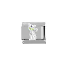 304 stainless steel Italian charm link with cute kitten design and green eyes detail - Green Eye Cat Style (00008-3)
