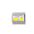 Detail of Italian charm link featuring a yellow cat-ear goggles design in 304 steel - Yellow Cat Ear Goggles Style (00005-6)