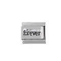 304 stainless steel Italian charm link with embossed black forever engraving - Forever Letter Style (00003-3)