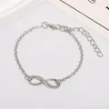 Silver infinity symbol bracelet with adjustable link chain and lobster clasp - Silver