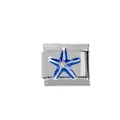 Detail of blue enamel starfish charm with zircon inlay for stainless steel bracelet - Dark Blue Enamel Starfish Rhinestone Style (00005-17)