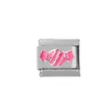 Detalle de abalorio italiano de acero inoxidable 304 con caramelo esmaltado rosa para DIY - Estilo de Caramelo Rosa Blanco (00004-20)