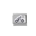 Italiaanse modulaire charm van roestvrij staal met een zwart-wit fietser icoon - Fietsen Stijl (000011-15)