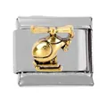 304 stainless steel Italian charm bracelet link with gold vintage helicopter charm - Helicopter Style (000025-1)