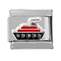 DIY Italian charm bracelet link in 304 stainless steel with colorful submarine enamel design - Submarine/Tank (000025-13)