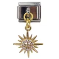 Detailansicht eines goldenen Sonnenanhängers mit Zirkonia für modulare Armbänder - Goldene Strahlende Sonne mit Zirkonia (000038-5)