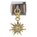 Italienischer Modeschmuck-Charm mit goldenem Sternanhänger und glänzenden Zirkoniasteinen - Goldener Sternenschliff mit Zirkonia (000038-2)