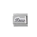 Italian modular charm link in silver 304 stainless steel with artistic Love lettering - Love Letter Style (00003-1)