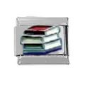 Modulo per bracciale italiano in acciaio inossidabile con libri colorati impilati - Libri Colorati Impilati (000012-16)