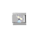 Maglia charm italiana con design a telescopio 3D per bracciale modulare in acciaio inox - Modello Telescopio 3D (000012-7)
