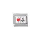 Maglia per bracciale modulare in acciaio inox con cuore rosso e la scritta TO READ - Libro Con Scritta TO READ (000012-12)