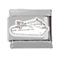 Italian charm bracelet link in 304 stainless steel with a white cruise ship design - Cruise Ship Style (000025-12)