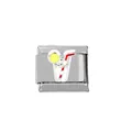 Italian charm link in 304 stainless steel with colorful enamel cocktail glass motif - Lemon Cocktail Cup Style (00004-21)