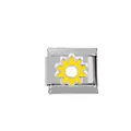 Italian style stainless steel charm link featuring a yellow and white daisy flower design - Yellow and White Daisy Pattern (000010-10)