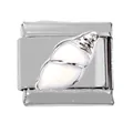 Italian charm bracelet link in 304 stainless steel with a white seashell design - White Conch Shell Style (00005-25)