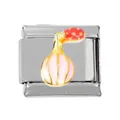 Italian charm bracelet link in stainless steel with pink perfume bottle design - Light Pink Long Neck Perfume Bottle (000026-19)