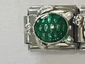 Italian charm bracelet link in stainless steel with a green enamel sea turtle design - Green Enamel Turtle Style (00005-27)