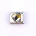 Italian charm link with silver base and champagne faceted heart crystal for DIY bracelets - Light Champagne Heart