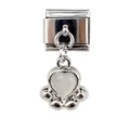 Detailed view of silver heart paw pendant with opal gemstone for modular bracelets - Silver Heart Paw Cat Eye Style (000062-18)