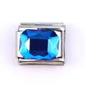 Charm italien modulaire avec pierre précieuse rectangulaire bleu cobalt sur acier - Rectangle Bleu Cobalt