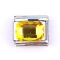 Maillon de bracelet italien en acier inoxydable avec une pierre jaune à coupe émeraude - Rectangle Jaune
