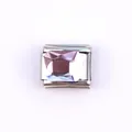Maillon de charme italien en acier inoxydable avec une pierre précieuse violette - Rectangle Violet