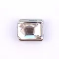 Maillon de charme italien avec cristal rectangulaire clair sur acier inoxydable argenté - Rectangle Transparent