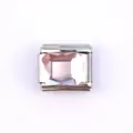 Maillon de bracelet italien avec pierre rose rectangulaire et cadre en acier inox - Rectangle Rose