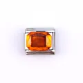 Maillon de charme italien avec pierre rectangulaire orange en acier inoxydable - Rectangulaire Orange