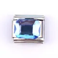 Maillon de bracelet italien en acier inoxydable avec pierre bleue taille émeraude - Rectangle Bleu Lac