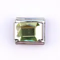 Charm italien en acier inoxydable avec un cristal rectangulaire de couleur vert clair - Rectangle Vert Clair