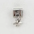 Edelstahl-Charme-Glied im italienischen Stil mit hängendem Silberstern-Anhänger - Silber Pentagramm Stil (000070-7)