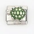 Italian charms stainless steel bracelet with green sea turtle DIY jewelry modular link - Green Turtle Style (004-2)