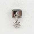 Italienisches Charm-Glied mit Sonnenanhänger aus Silber auf einem modularen Edelstahlband - Silber Sonnenglanz Stil (000070-9)